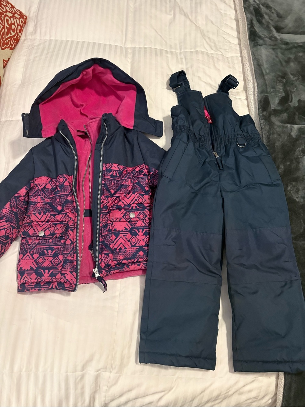 Pink Platinum Navy Blue Kids Snow Pants